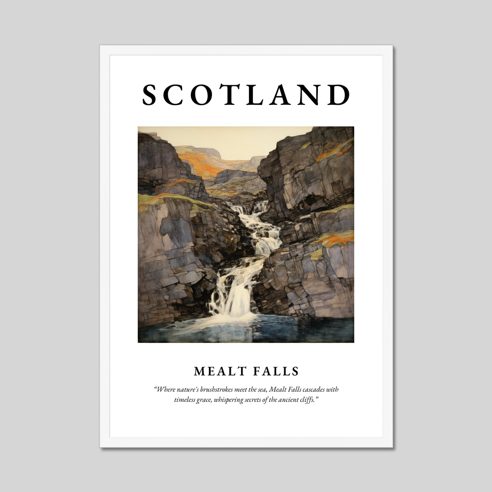 Poster in a white frame with the word Scotland