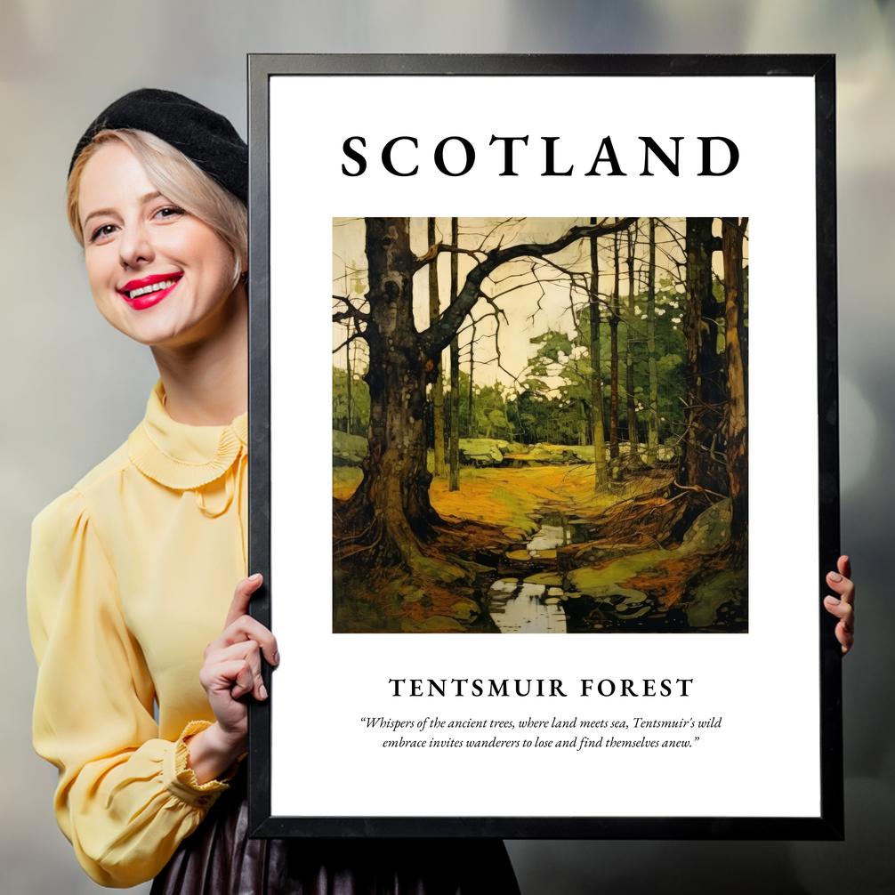 Person holding a poster of Tentsmuir Forest