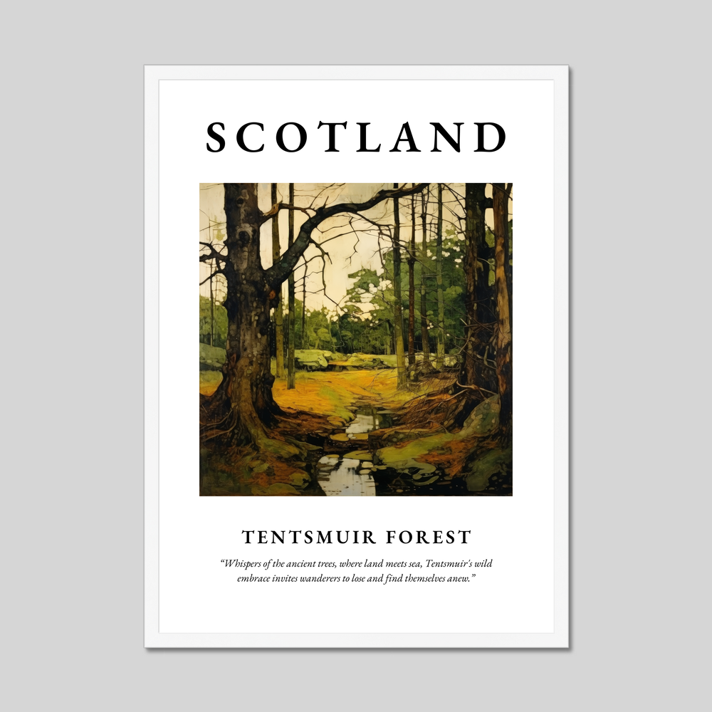 Poster in a white frame with the word Scotland