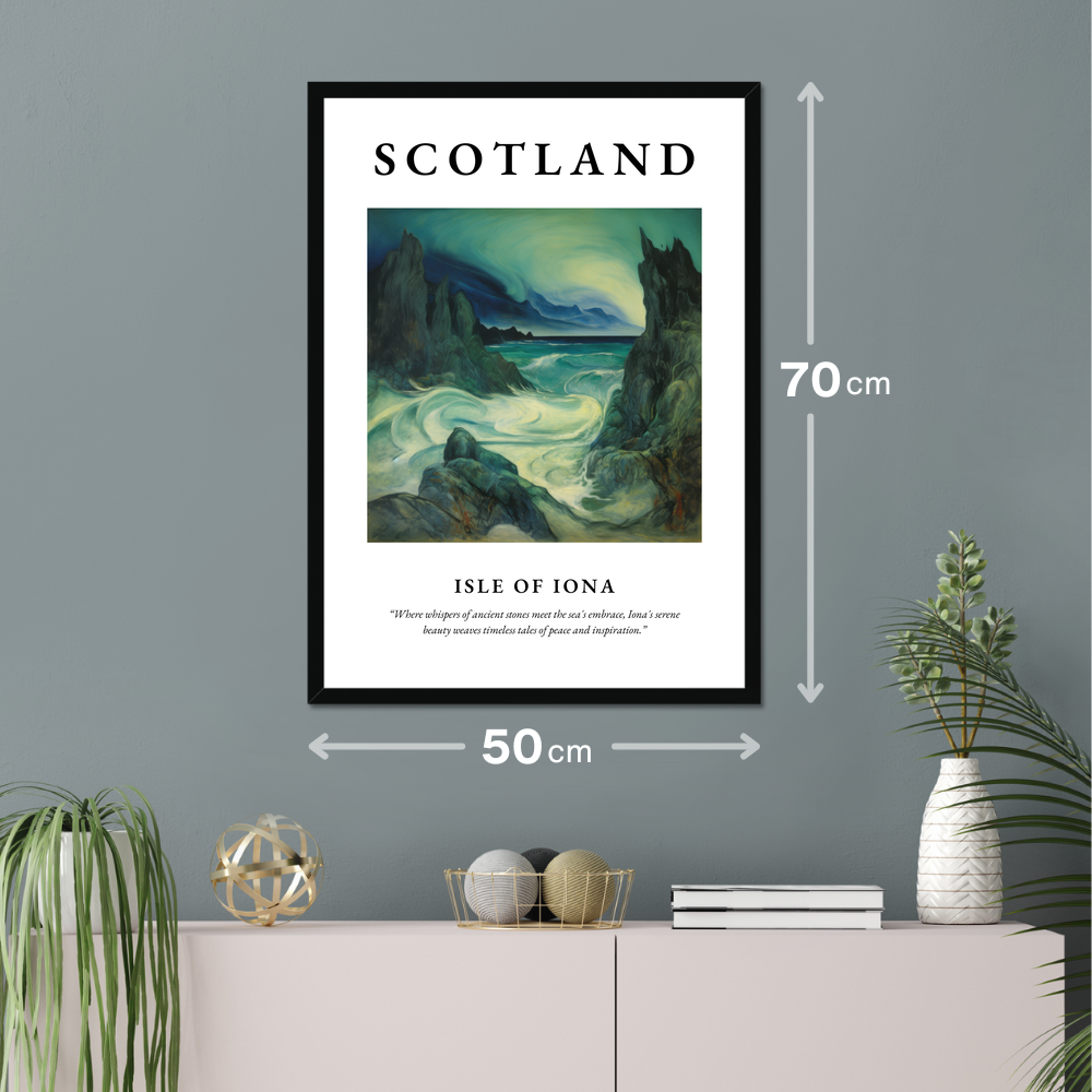 Poster of Isle of Iona hanging on a wall