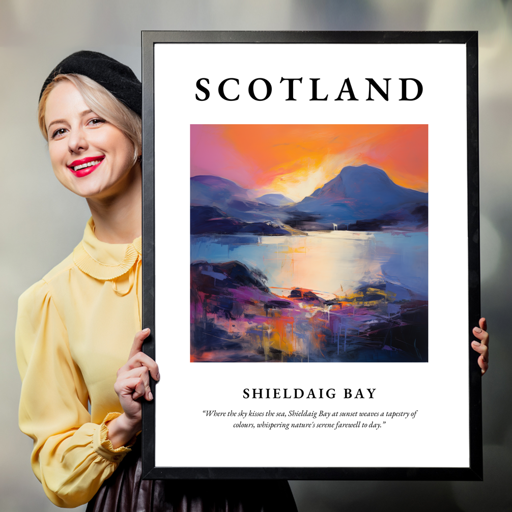 Person holding a poster of Shieldaig Bay