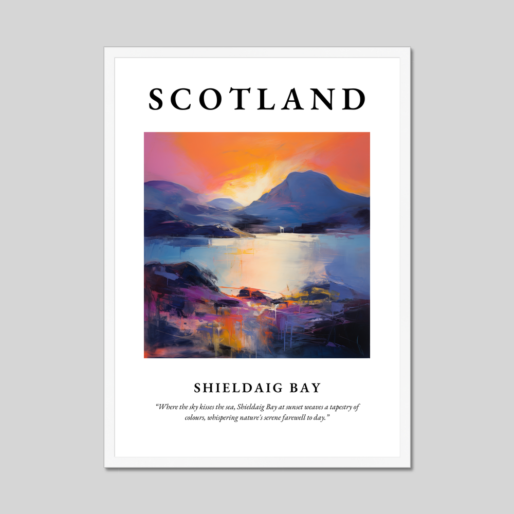 Poster in a white frame with the word Scotland