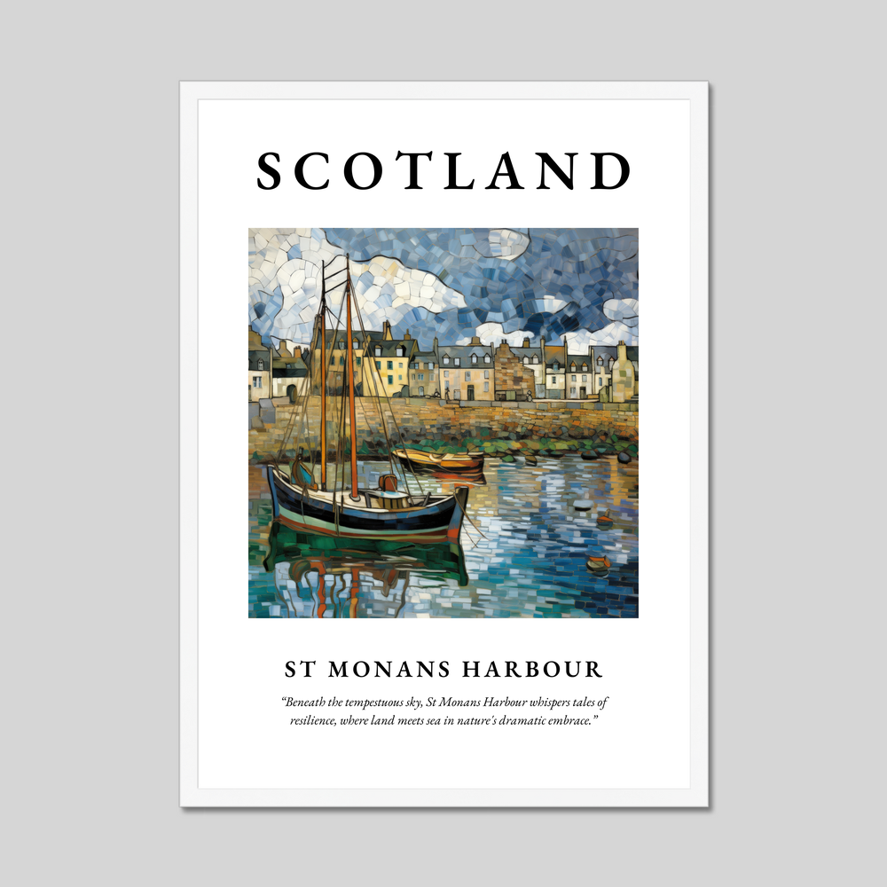 Poster in a white frame with the word Scotland