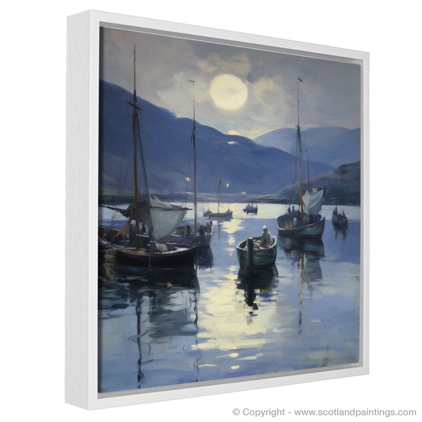 Moonlit Serenity: Ullapool Harbour in Impressionist Hues