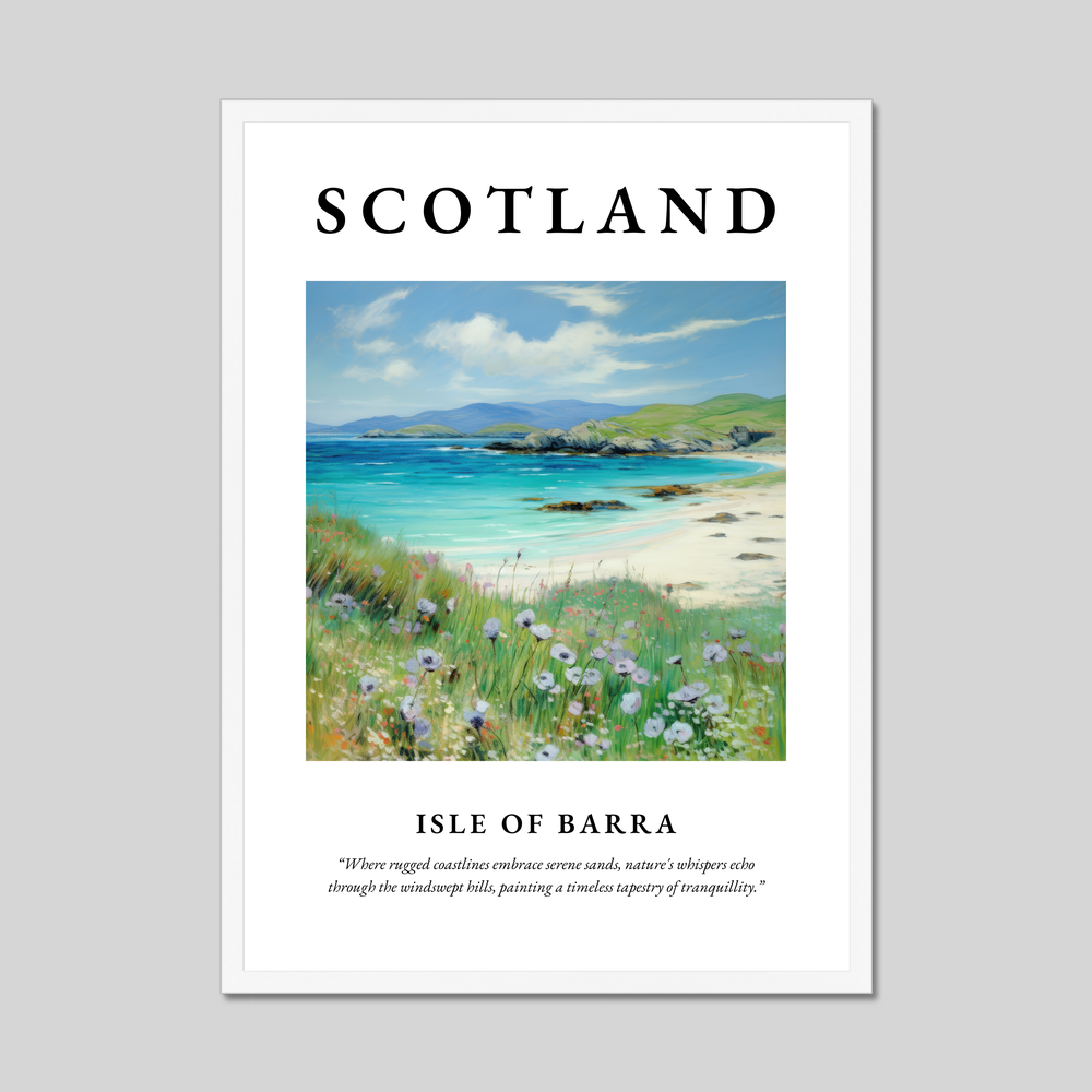 Poster in a white frame with the word Scotland