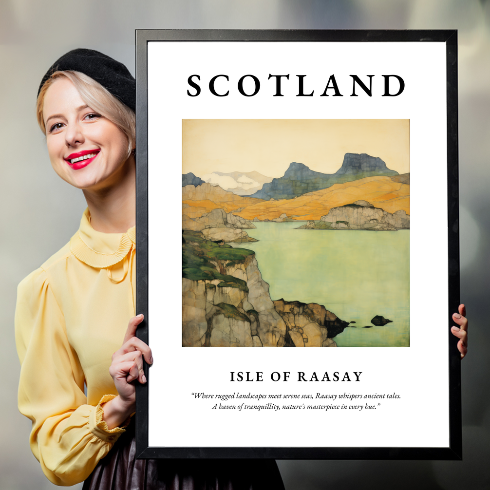 Person holding a poster of Isle of Raasay