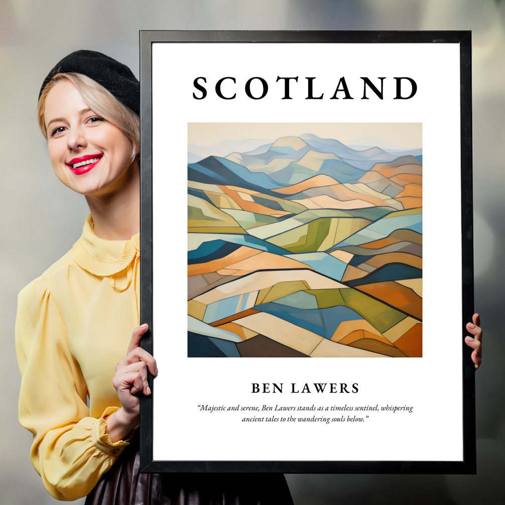 Person holding a poster of Ben Lawers