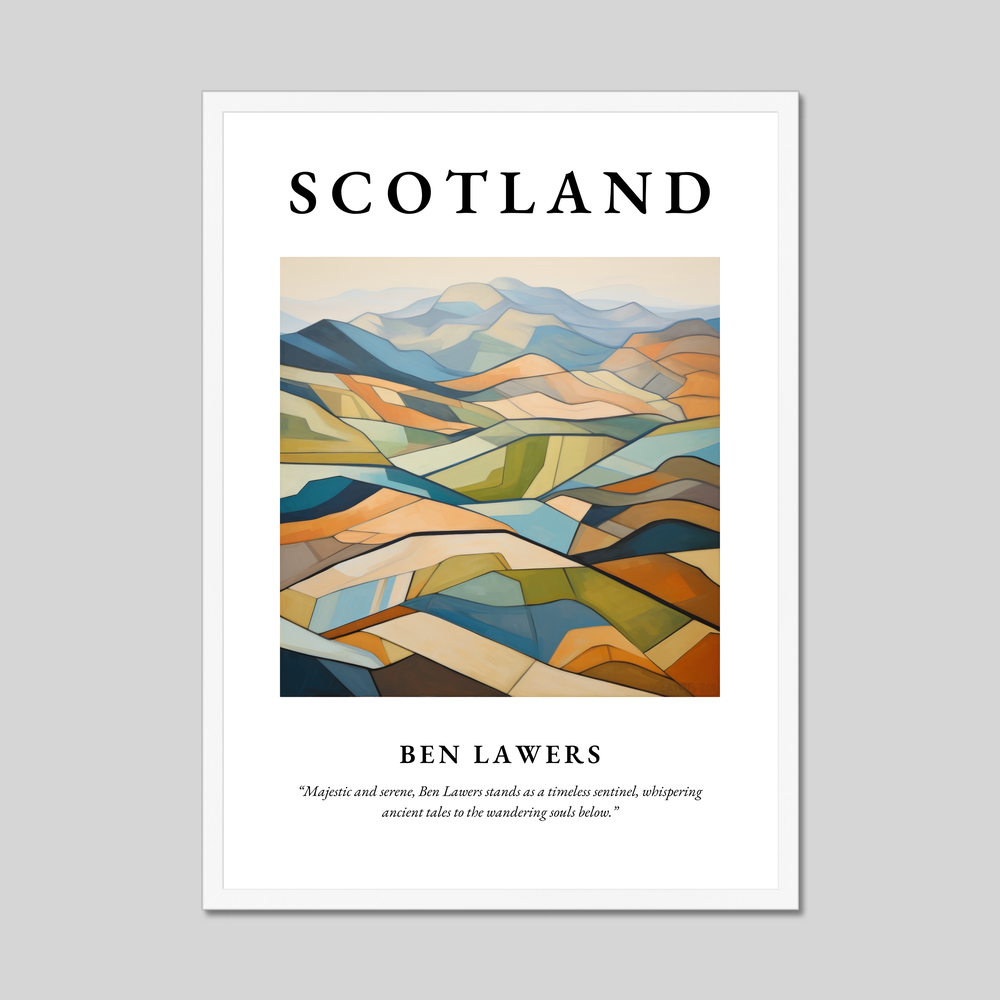 Poster in a white frame with the word Scotland