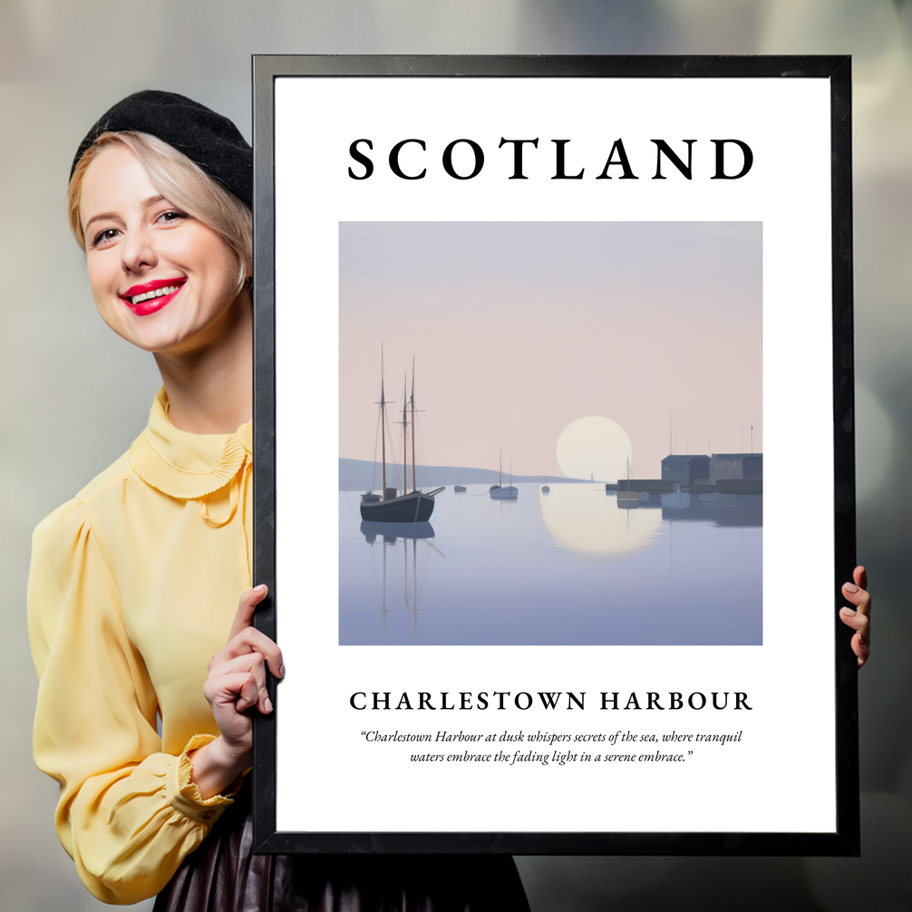 Person holding a poster of Charlestown Harbour