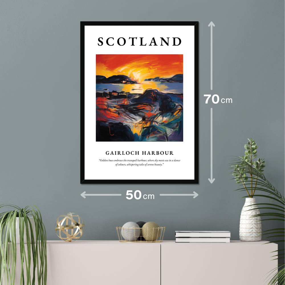 Poster of Gairloch Harbour hanging on a wall