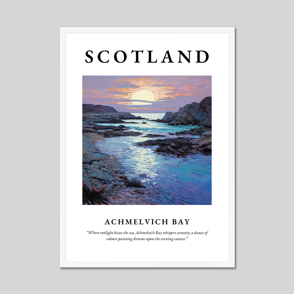 Poster in a white frame with the word Scotland