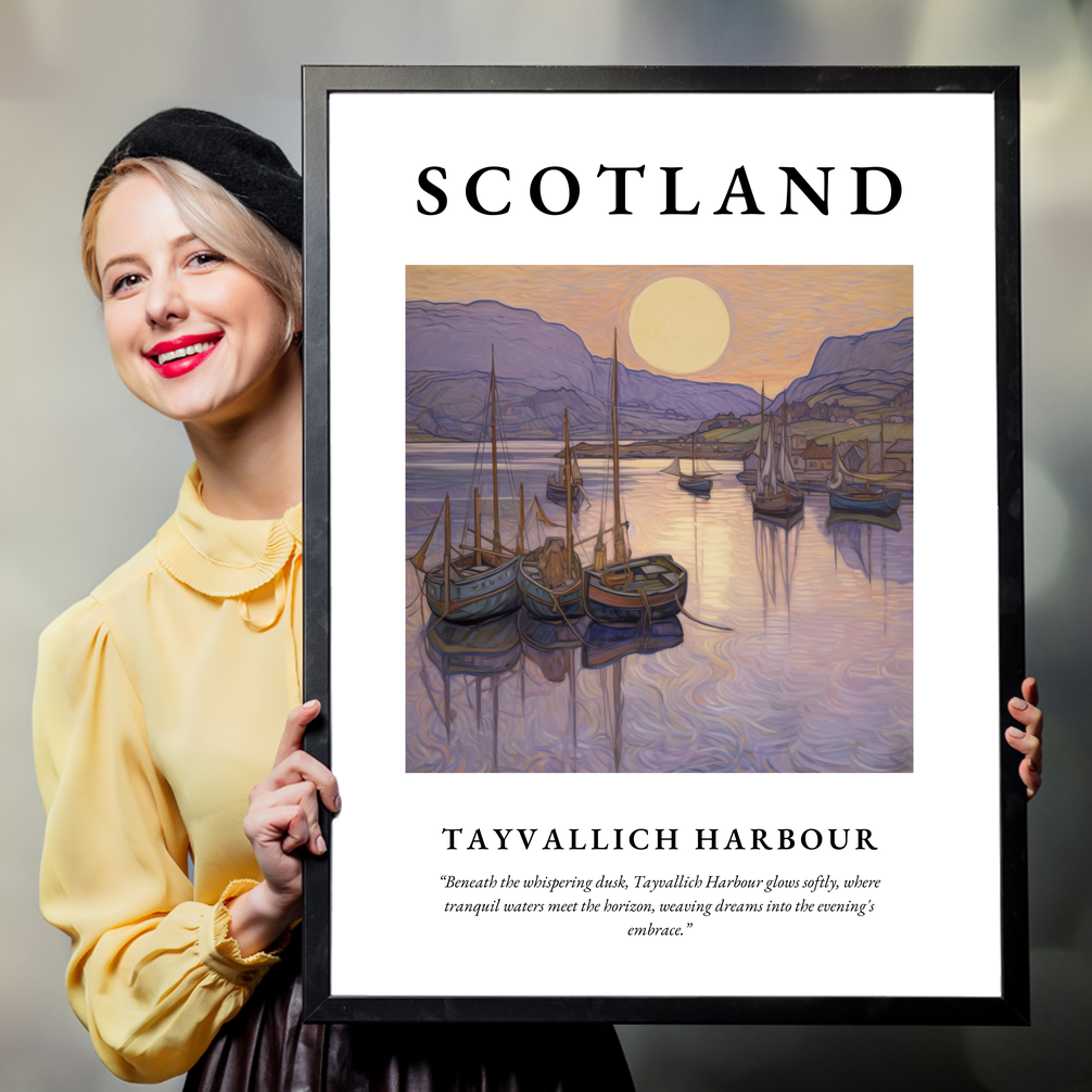 Person holding a poster of Tayvallich Harbour