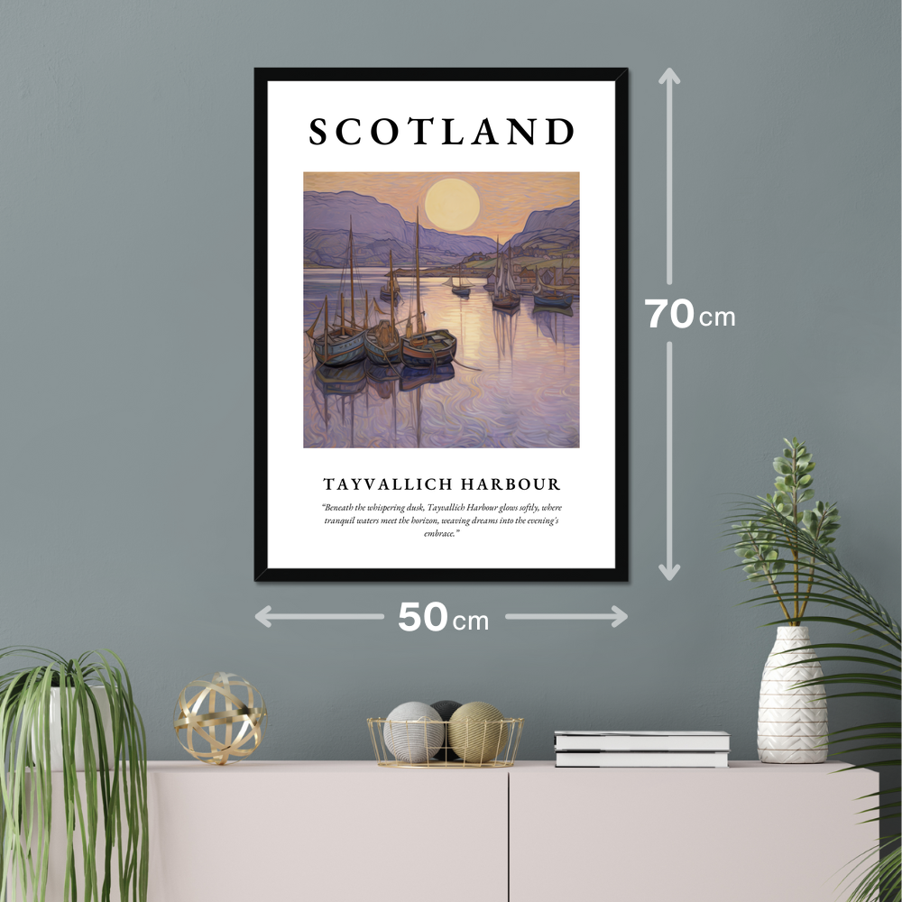 Poster of Tayvallich Harbour hanging on a wall