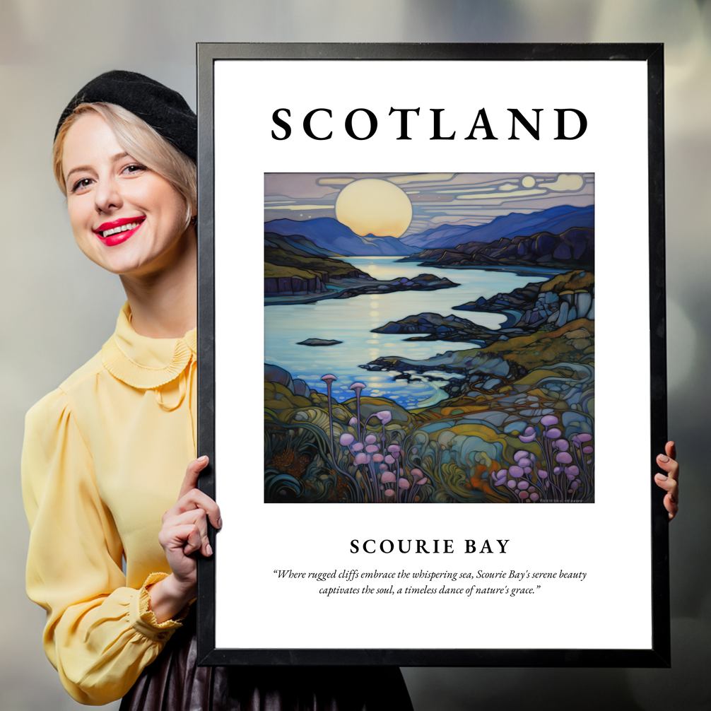 Person holding a poster of Scourie Bay