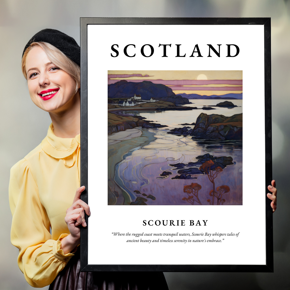 Person holding a poster of Scourie Bay