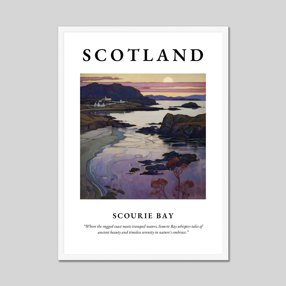 Poster in a white frame with the word Scotland