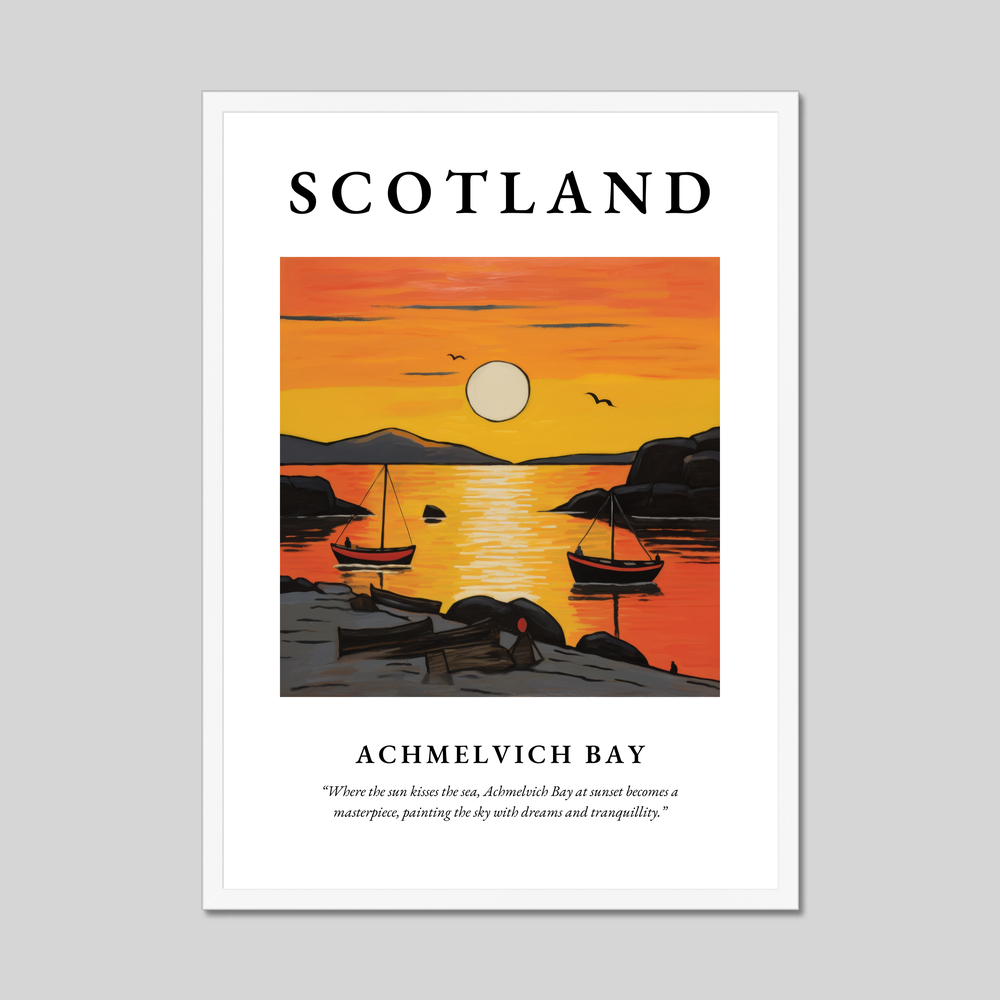 Poster in a white frame with the word Scotland