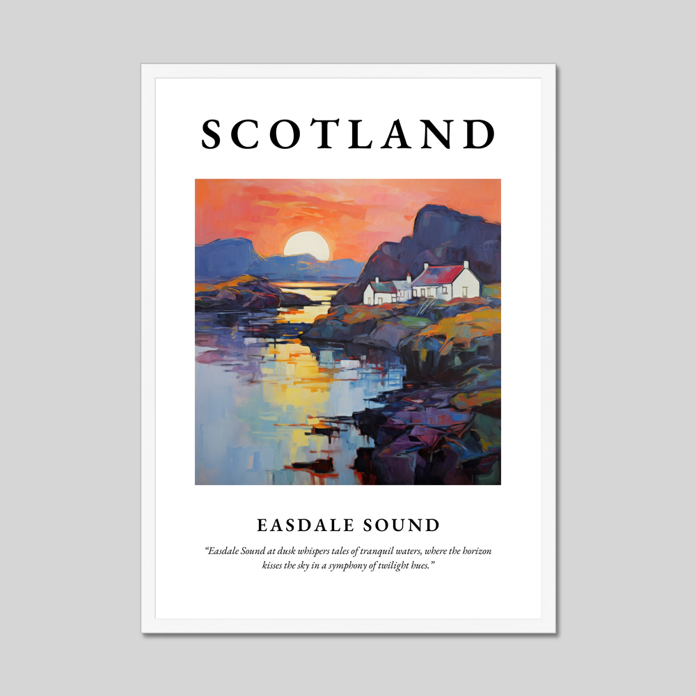 Poster in a white frame with the word Scotland