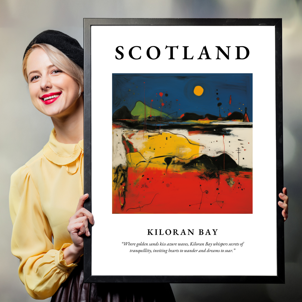 Person holding a poster of Kiloran Bay