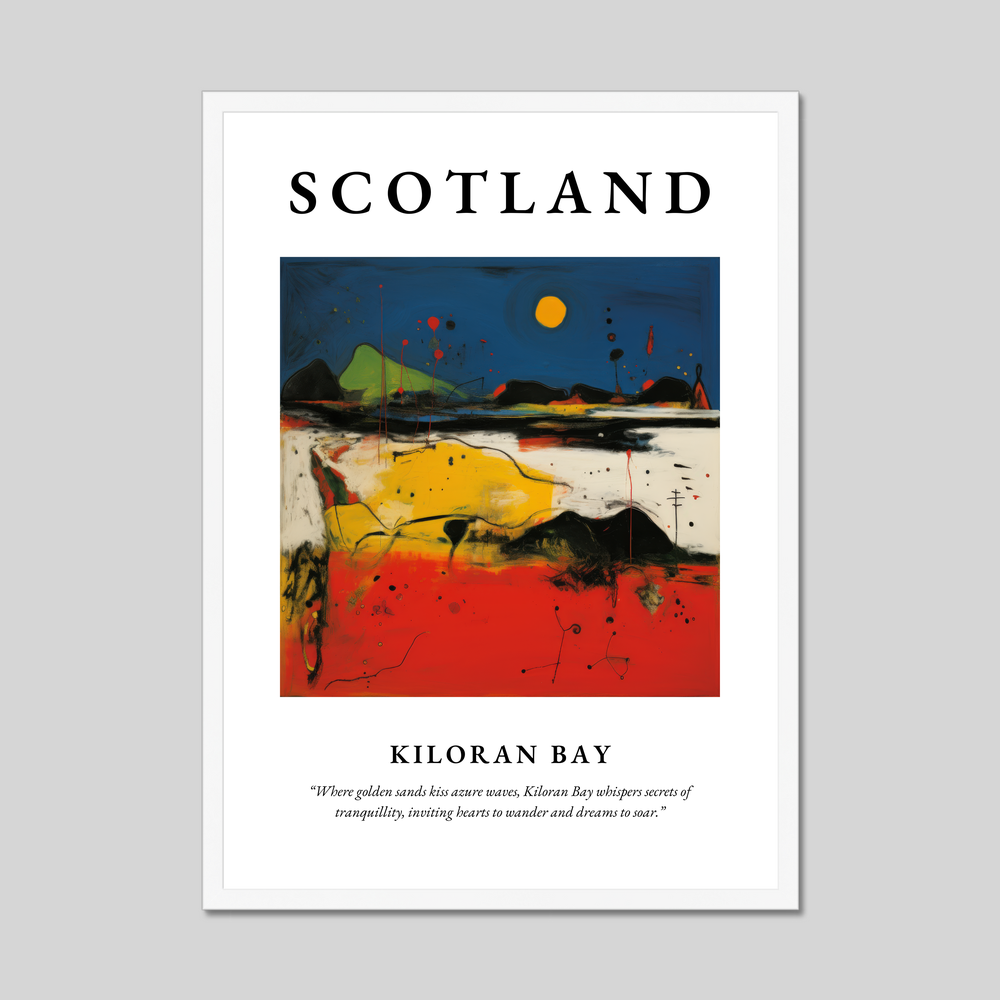 Poster in a white frame with the word Scotland