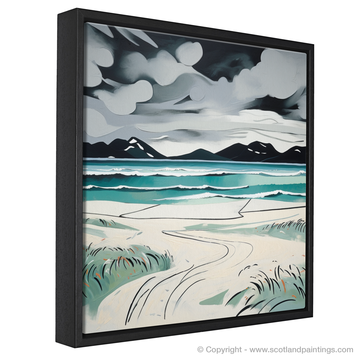 Storm over Luskentyre Sands: A Naive Art Homage to Scottish Shores