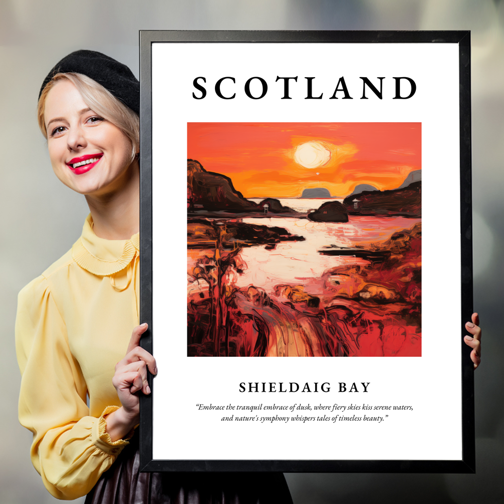 Person holding a poster of Shieldaig Bay