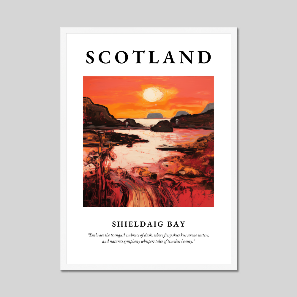 Poster in a white frame with the word Scotland