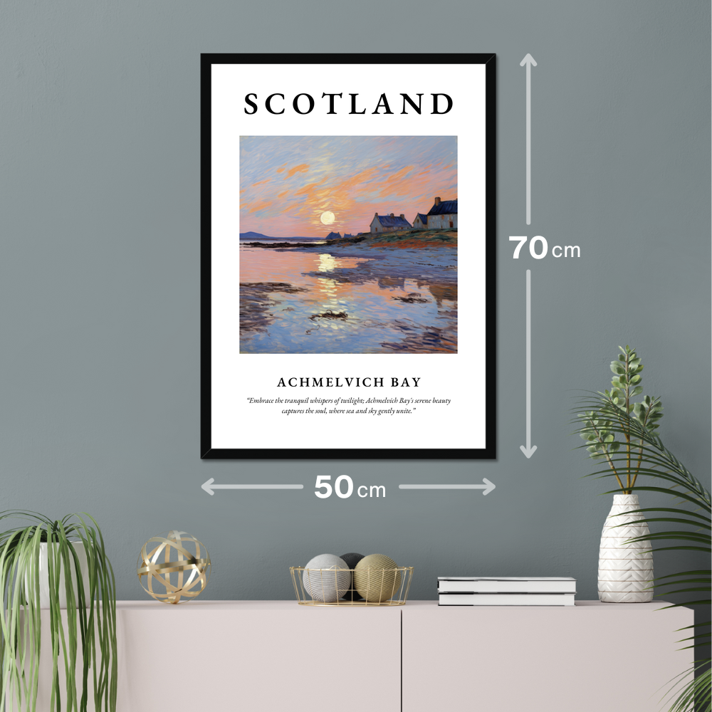 Poster of Achmelvich Bay hanging on a wall