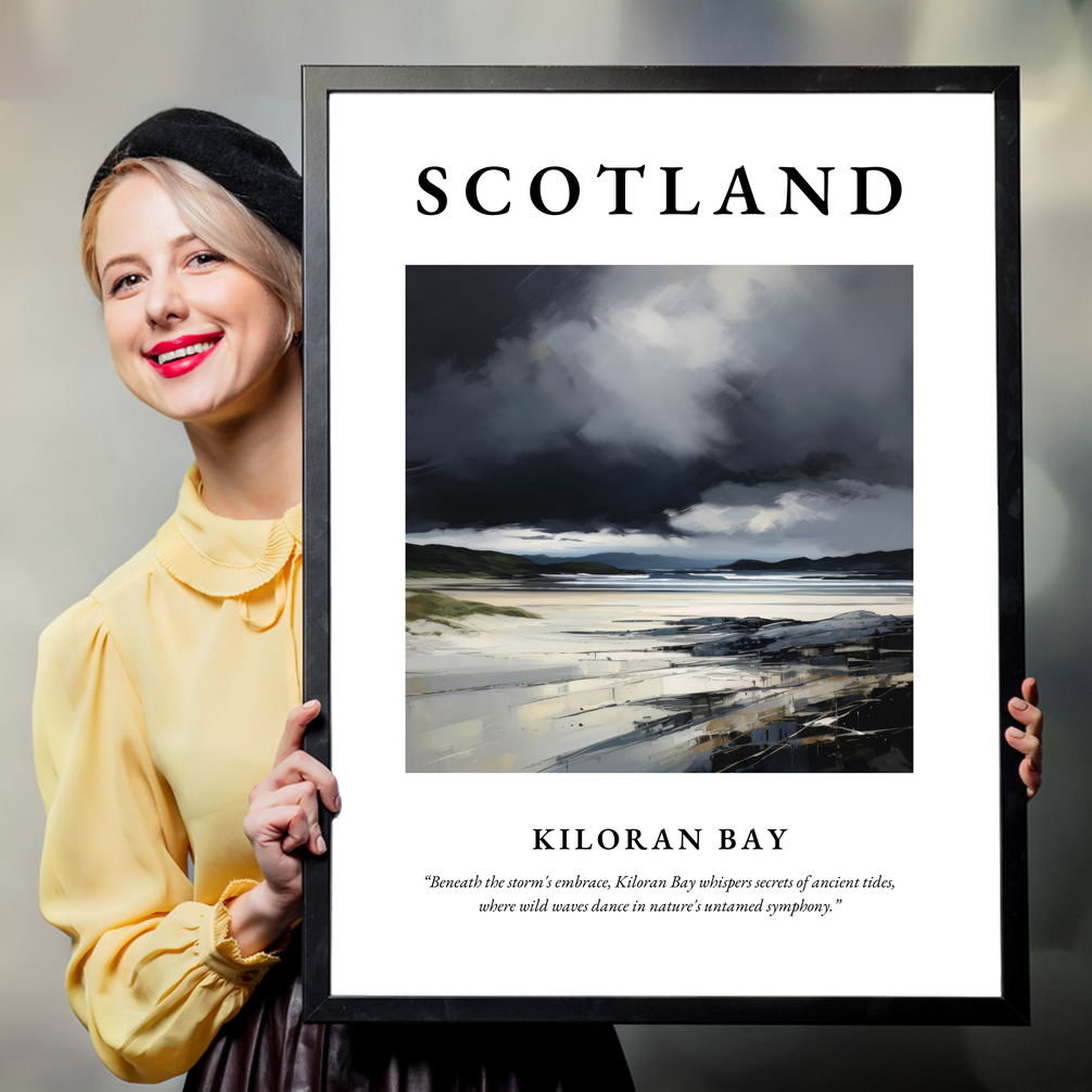 Person holding a poster of Kiloran Bay
