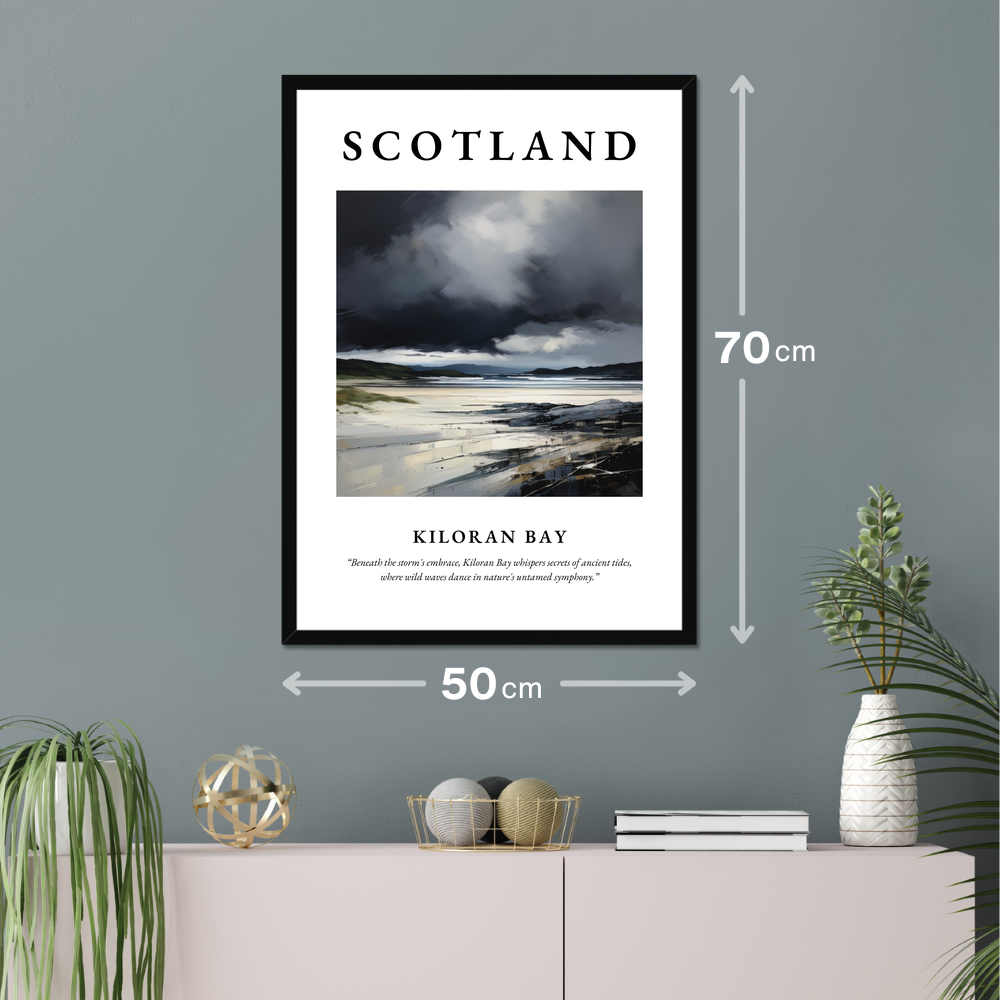 Poster of Kiloran Bay hanging on a wall