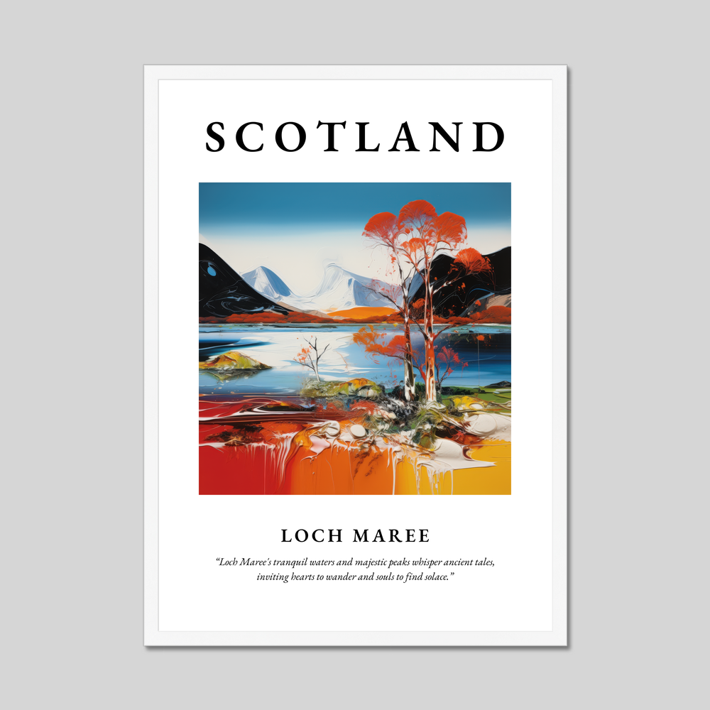 Poster in a white frame with the word Scotland