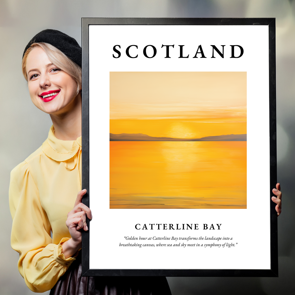 Person holding a poster of Catterline Bay