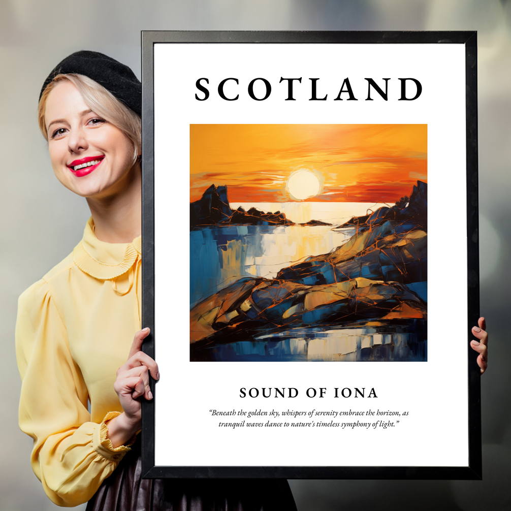 Person holding a poster of Sound of Iona