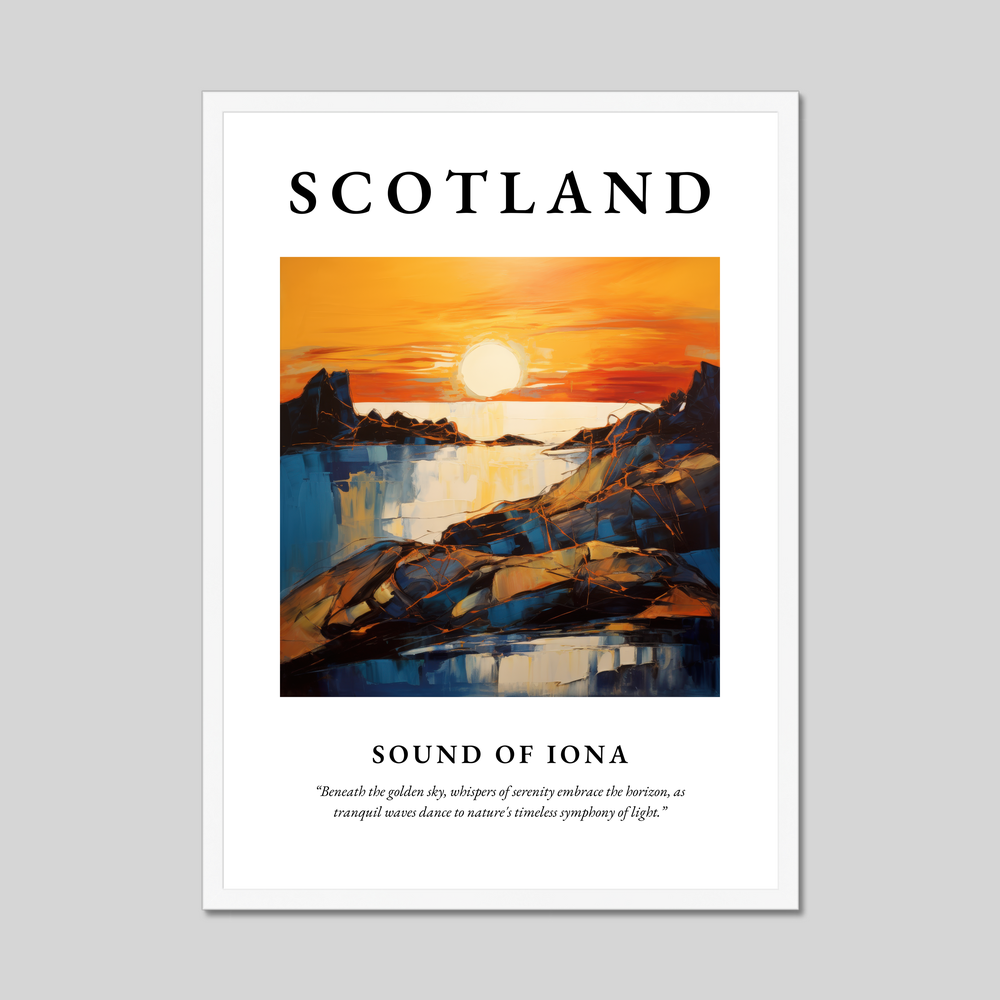 Poster in a white frame with the word Scotland