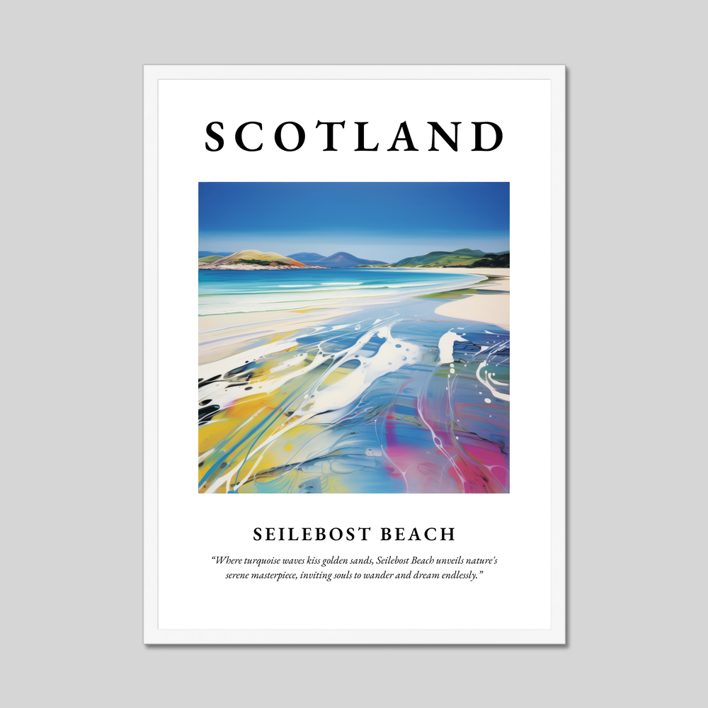 Poster in a white frame with the word Scotland