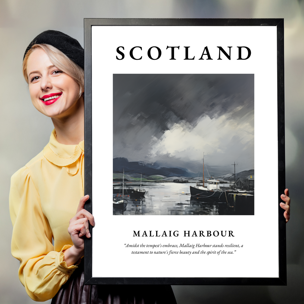 Person holding a poster of Mallaig Harbour