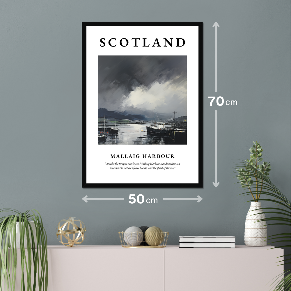 Poster of Mallaig Harbour hanging on a wall