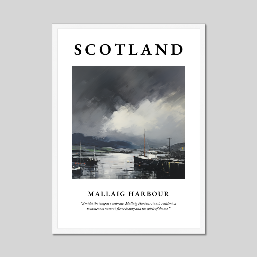 Poster in a white frame with the word Scotland