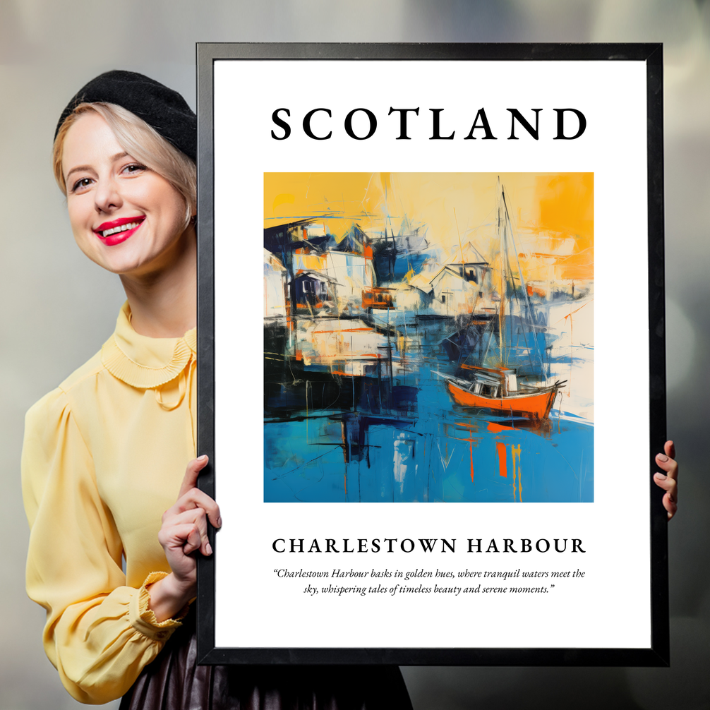 Person holding a poster of Charlestown Harbour