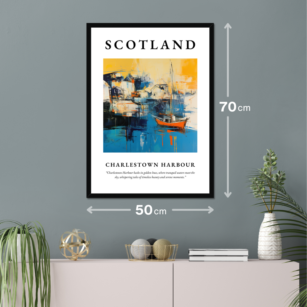 Poster of Charlestown Harbour hanging on a wall