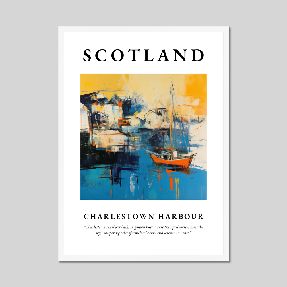 Poster in a white frame with the word Scotland