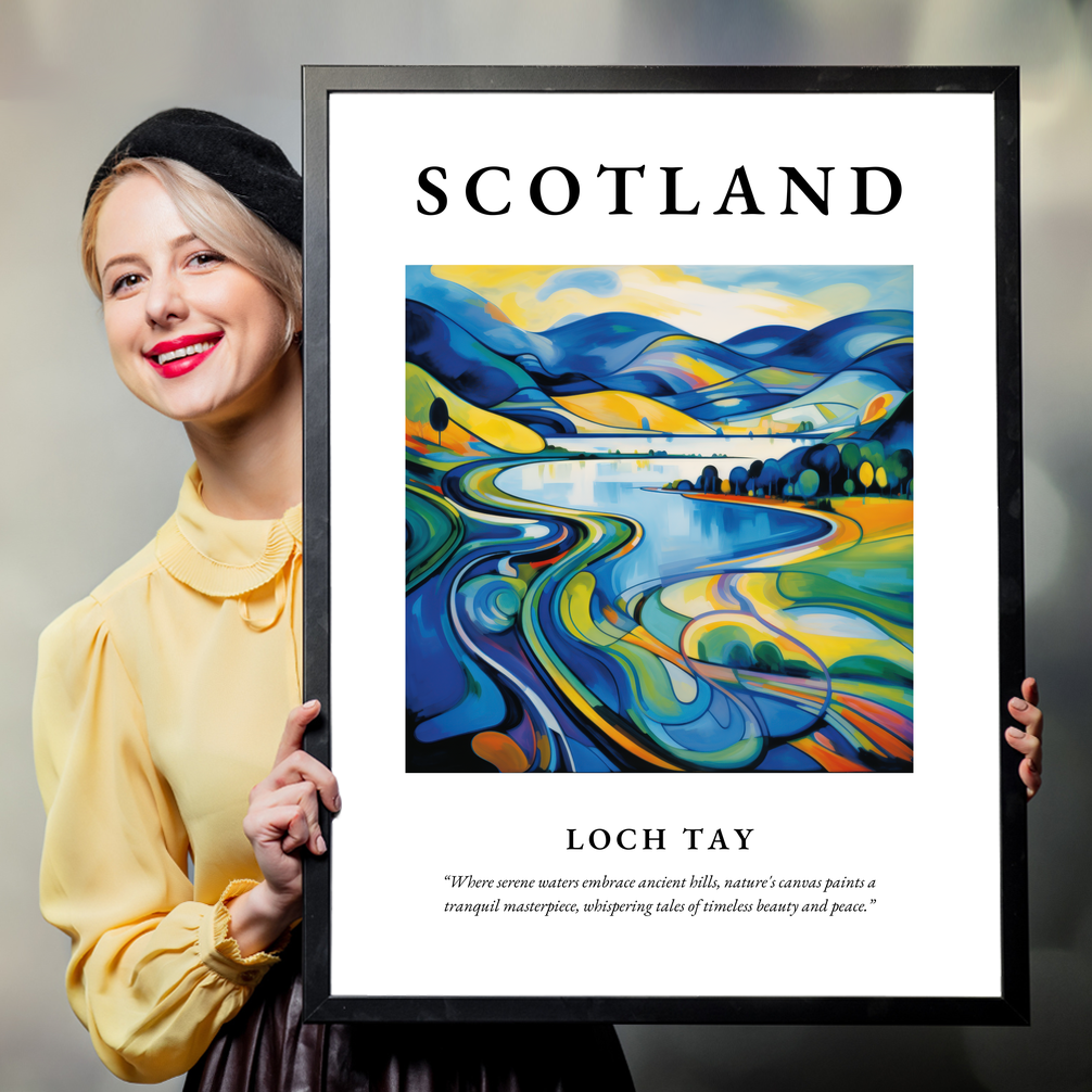 Person holding a poster of Loch Tay