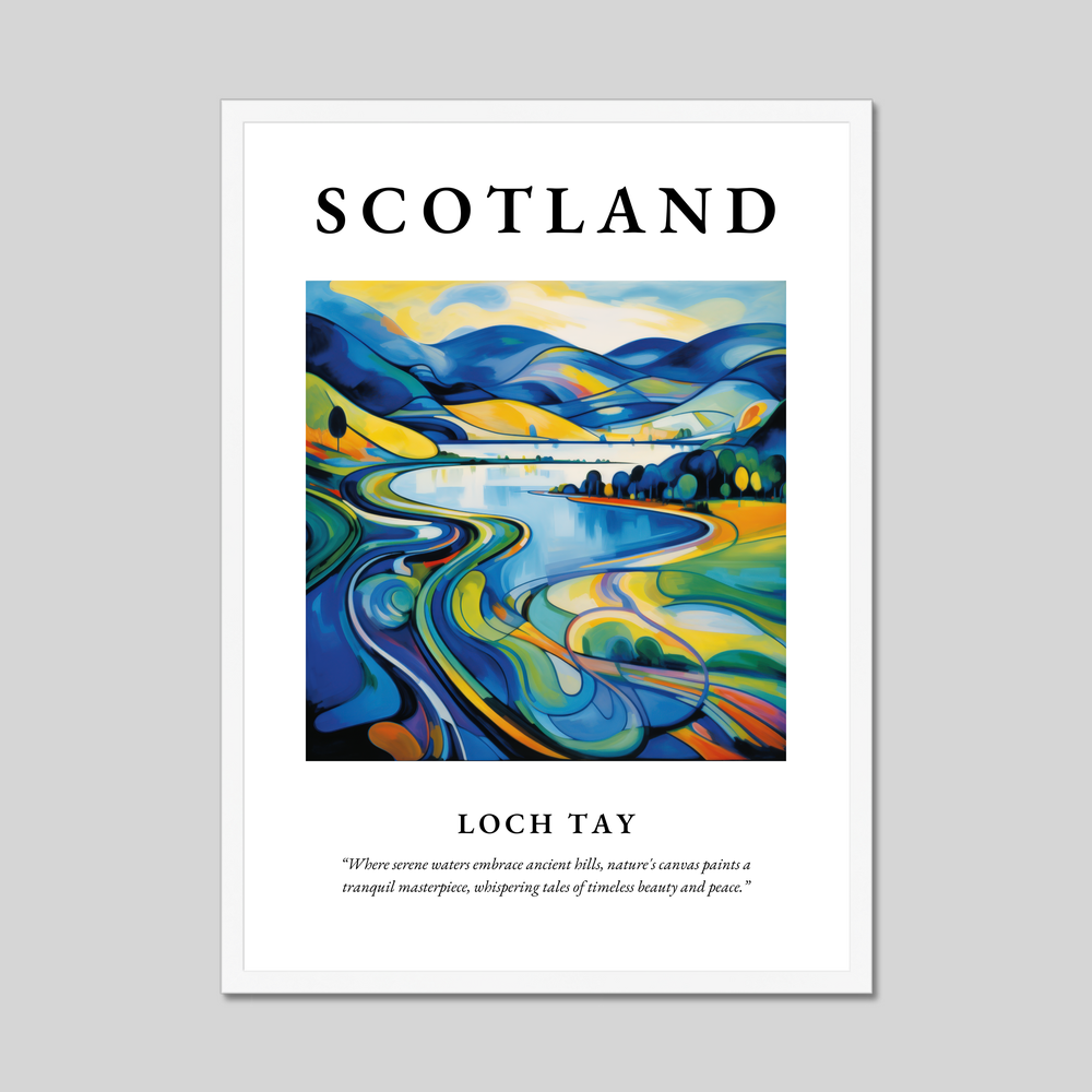 Poster in a white frame with the word Scotland