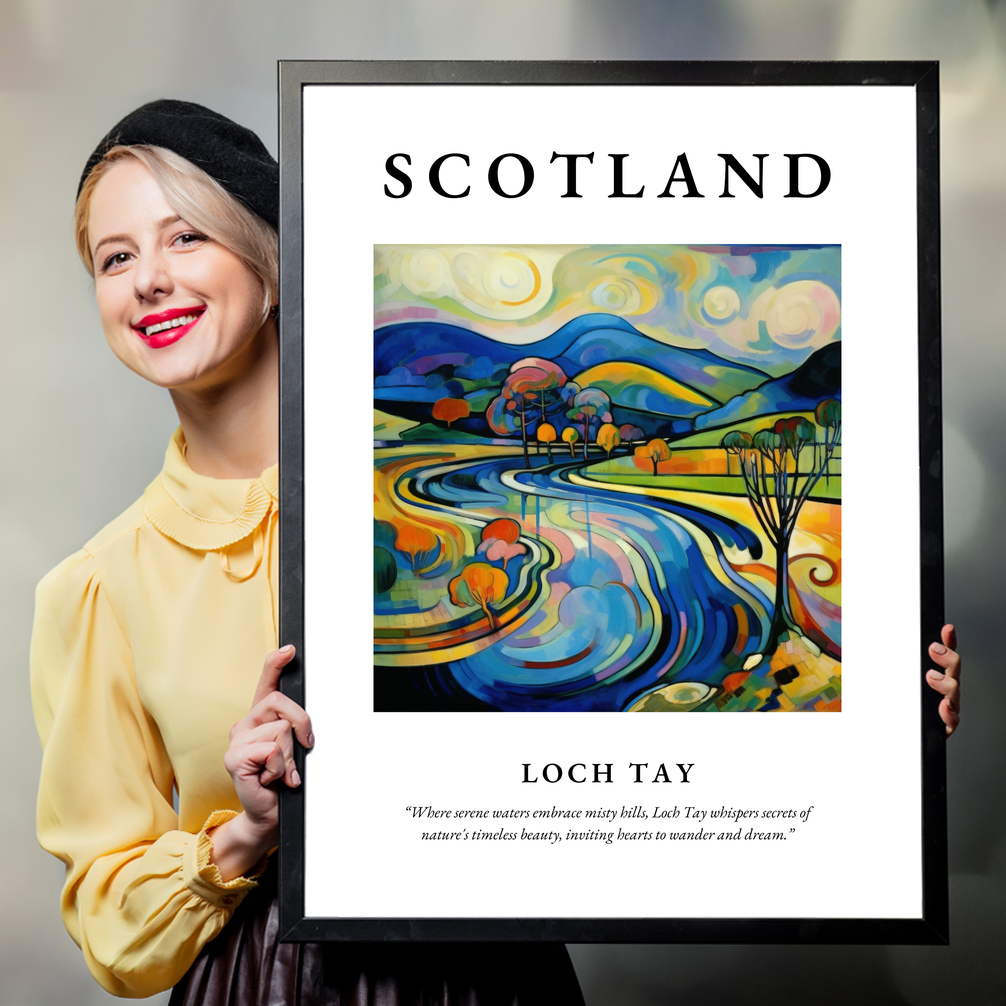 Person holding a poster of Loch Tay