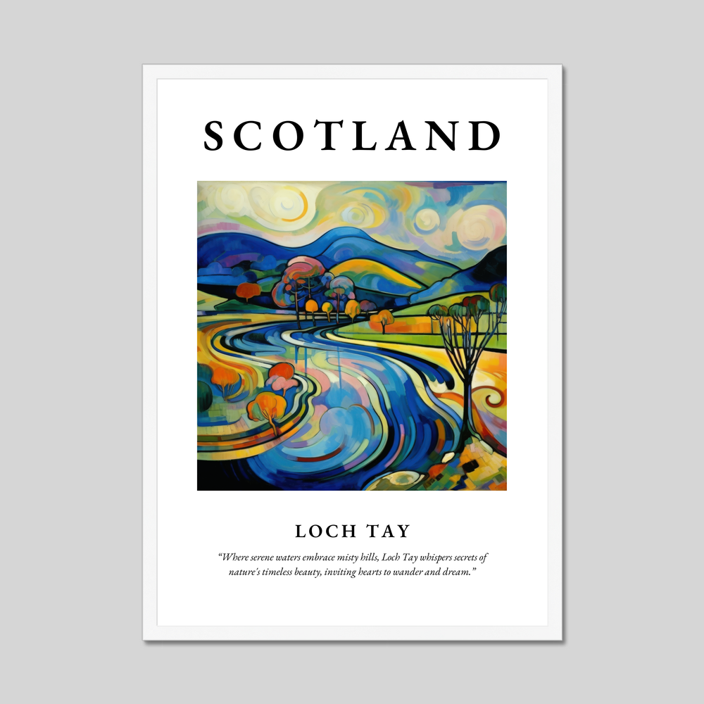 Poster in a white frame with the word Scotland