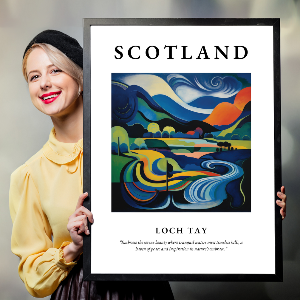 Person holding a poster of Loch Tay