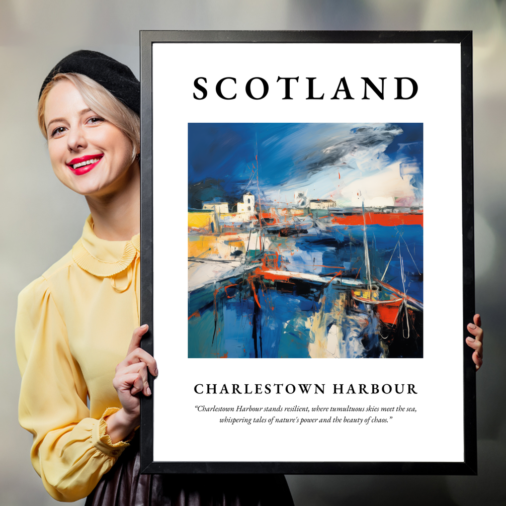 Person holding a poster of Charlestown Harbour