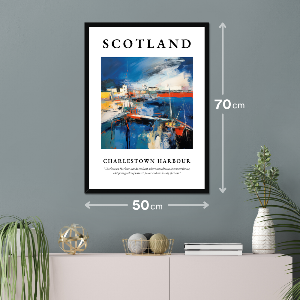 Poster of Charlestown Harbour hanging on a wall