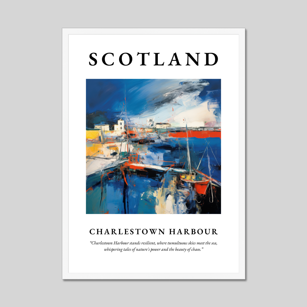 Poster in a white frame with the word Scotland