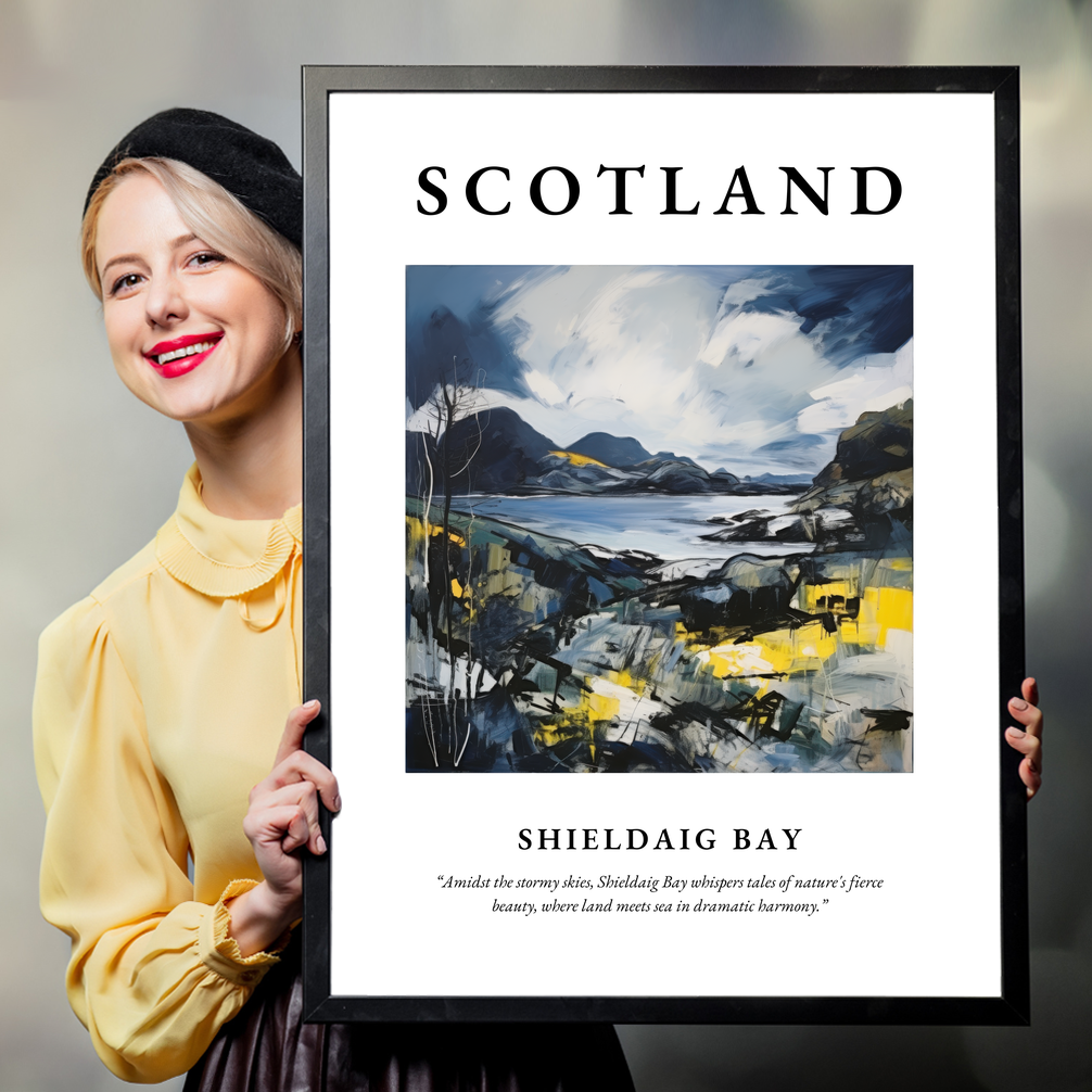 Person holding a poster of Shieldaig Bay